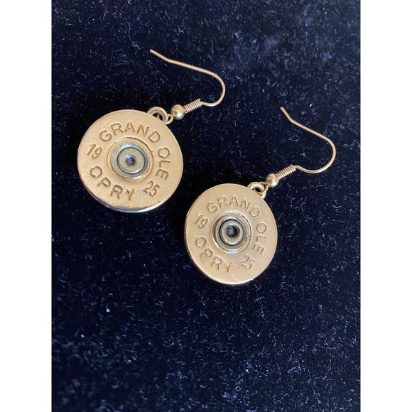 Lizzy Js Brass Shotgun Shell Earrings Grand Ole Opry Album/CD Unique - Picture 5 of 7